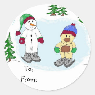 Snow Scene Classic Round Sticker