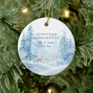 Snow Scene First Christmas Baby Photo  Ceramic Ornament
