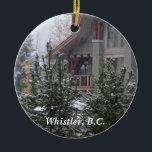 Snow Scene in Whistler, B.C. Ceramic Ornament<br><div class="desc">A pretty snow scene featuring snow dusted trees and a glimpse of a hotel in Whistler,  B.C.</div>