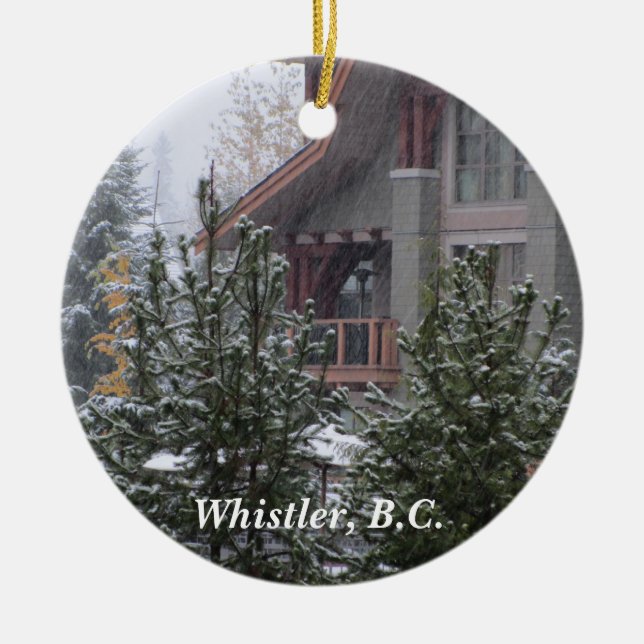 Snow Scene in Whistler, B.C. Ceramic Ornament (Front)