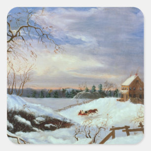 Snow scene, New England Square Sticker