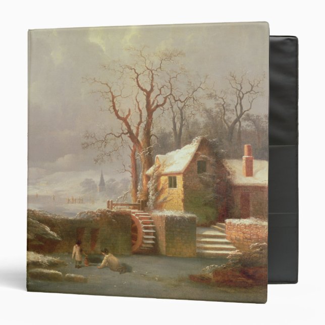 Snow Scene with Mill and Cottages Binder (Front/Inside)