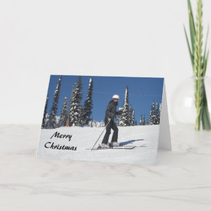 Snow Scene with Skier Holiday Card