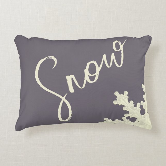 Snow script sugarplum purple butter cream elegant accent pillow (Front)