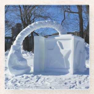Snow Sculpture, Quebec, Canada Glass Coaster