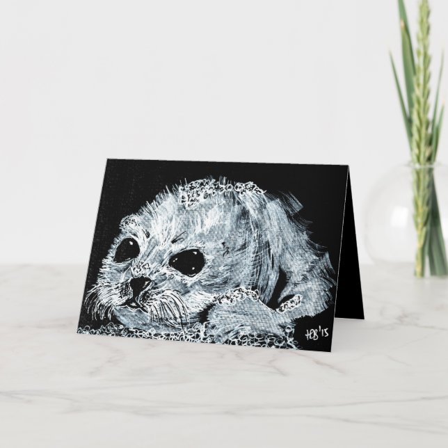 Snow Seal Pup Holiday Card (Front)
