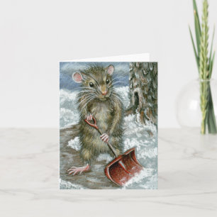 Snow Shovel Rat Note Card
