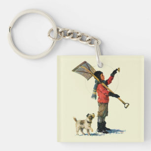 Snow Shoveler Keychain