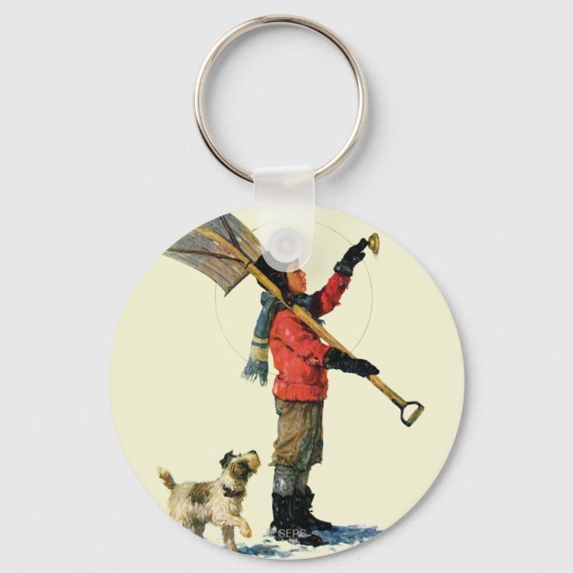 Snow Shoveler Keychain (Front)
