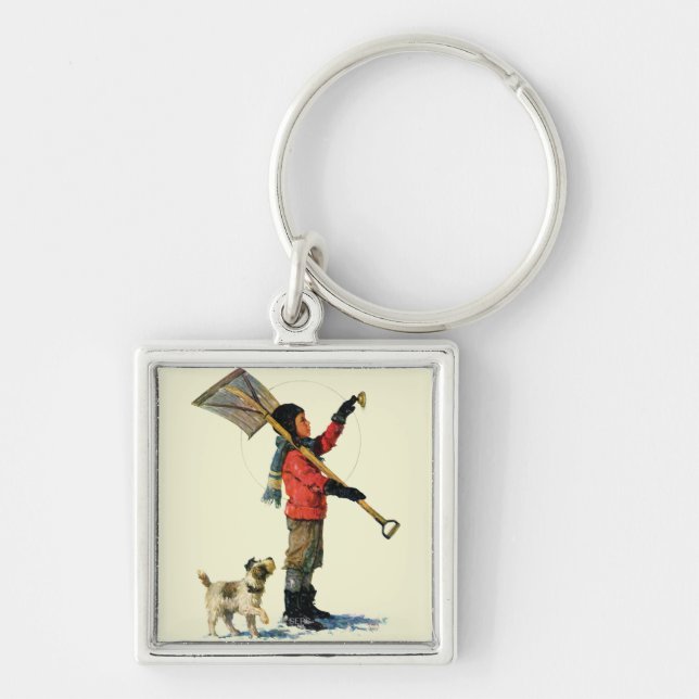 Snow Shoveler Keychain (Front)