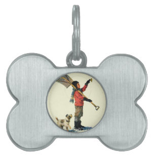 Snow Shoveler Pet Name Tag