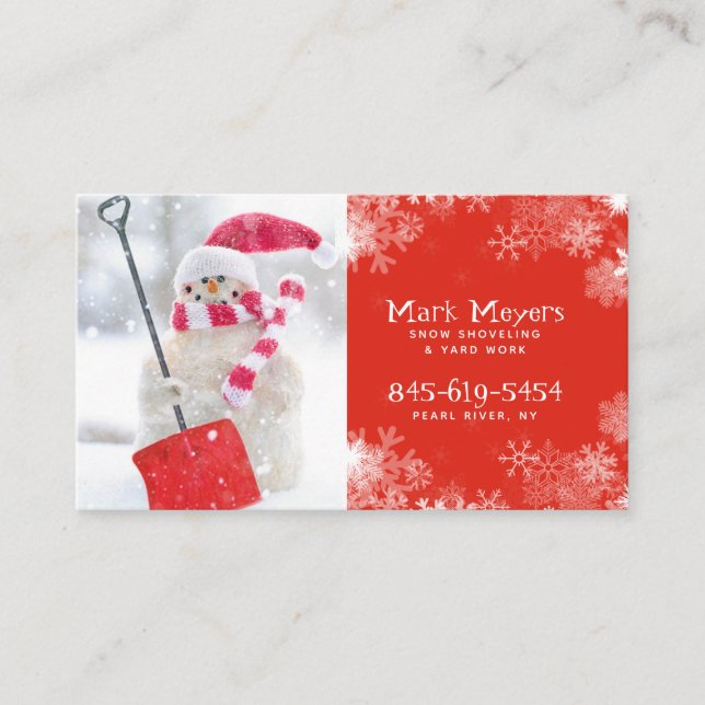 Snow Shoveling Small Business Hustle  Business Card (Front)