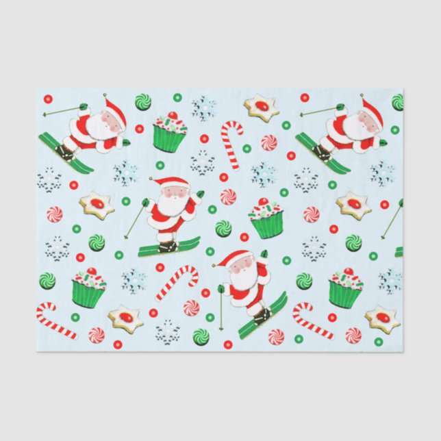 Snow Ski Holiday Christmas Tissue Paper (Front)