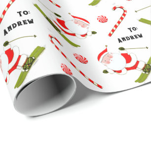Snow Ski Holiday Gift Wrapping Paper