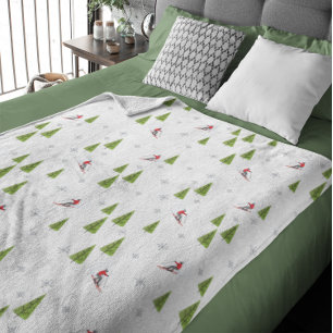 Snow Ski Pattern Fleece Blanket