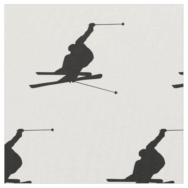 Snow Skier Silhouette Fabric (Close Up)