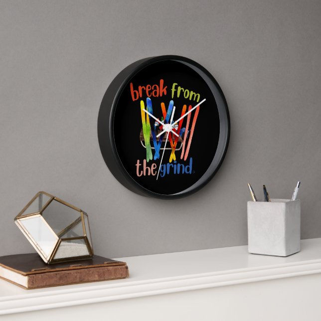 Snow Skiers Clock (Office)