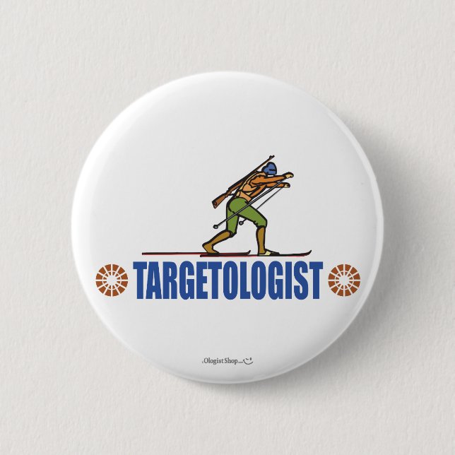 Snow Skiing Biathlon 2 Inch Round Button (Front)