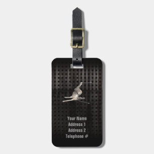 Snow Skiing; Cool Black Luggage Tag