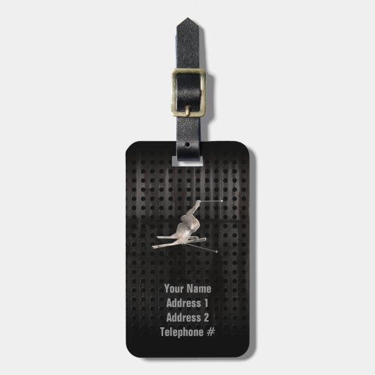 Snow Skiing; Cool Black Luggage Tag