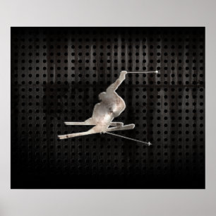 Snow Skiing; Cool Black Poster