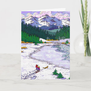 Snow Skiing Holiday Card