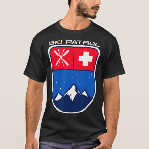 Snow Skiing Ski Patrol Skies Poles Cross Mountain T-Shirt