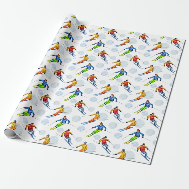 Snow Skiing Wrapping Paper (Unrolled)