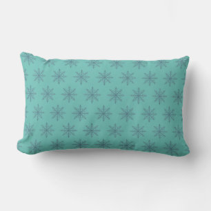 Snow Snowflake Blue Motif Winter Pattern Lumbar Pillow