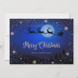 Snow Snowflakes Blue Merry Christmas Holiday Card