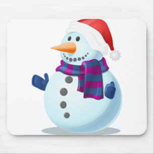 Snow Snowman Cold Winter Frozen Gloves Scarf Mouse Pad