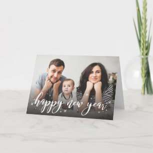 Snow Sprinkle Whimsical New Year Photo Greeting Holiday Card