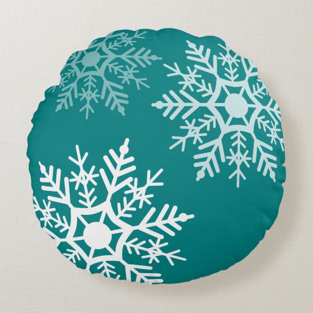 Snow Stars - Christmas - Round Cushion (Front)