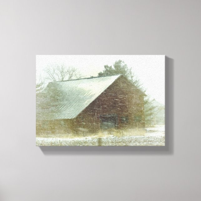 Snow Storm Barn Canvas Print (Front)