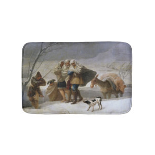 Snow Storm in Winter (by Francisco Goya) Bath Mat