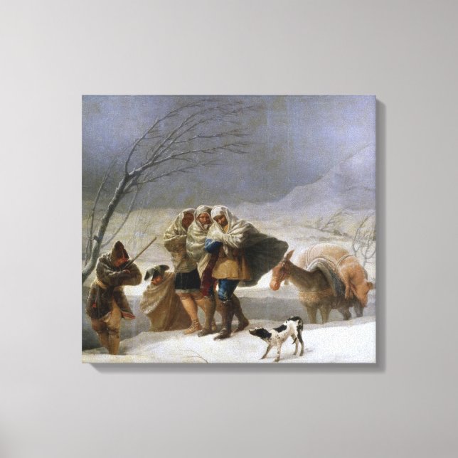 Snow Storm in Winter (by Francisco Goya) Canvas Print (Front)