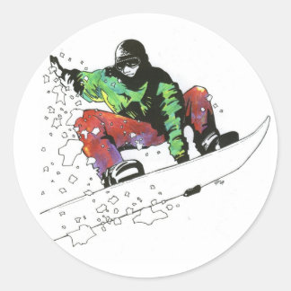 Snow Surfer Classic Round Sticker