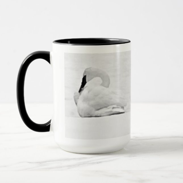 Snow Swans Black and White Mug (Left)