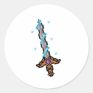 Snow Sword Pixel Art – Retro Ice Blade Design Classic Round Sticker