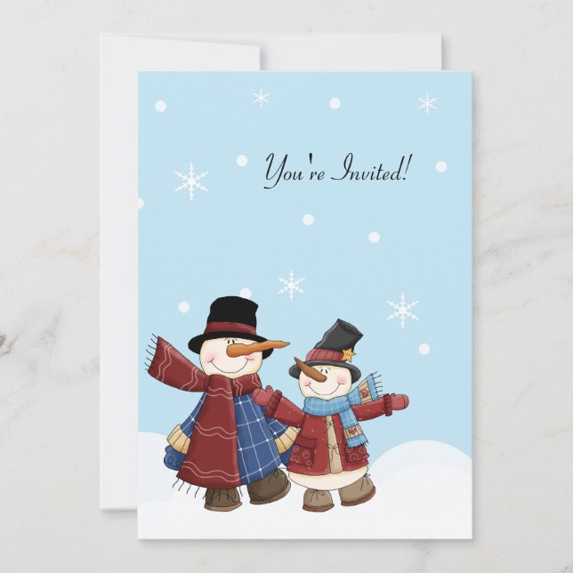 SNOW TIME SNOWMAN Winter Party Invitation (Front)
