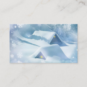 Snow topped roof in a forest business card