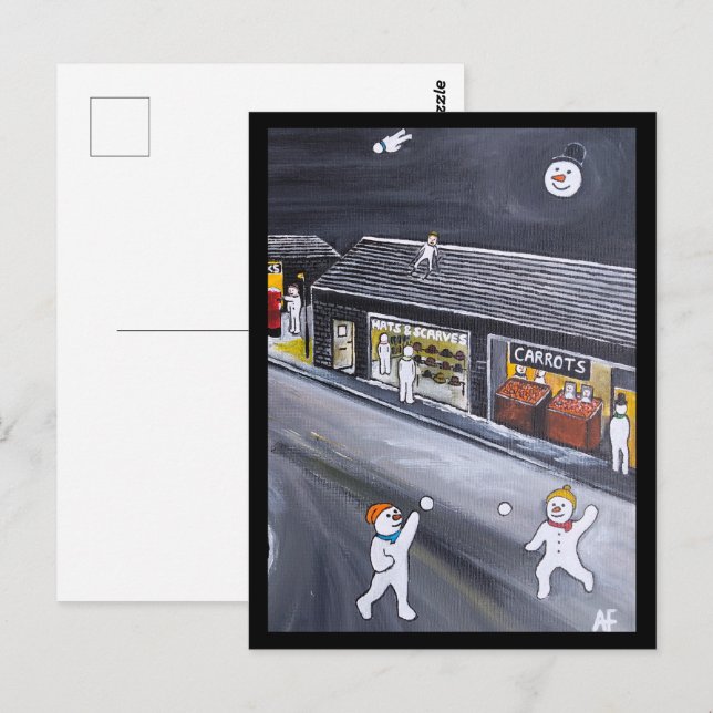 Snow Town Painting by Alfred Fox Postcard (Front/Back)