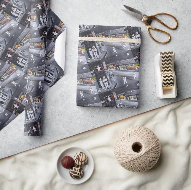 Snow Town Painting by Alfred Fox Wrapping Paper (Crafts)
