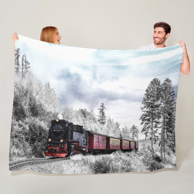 SNOW TRAIN FLEECE BLANKET (In Situ)