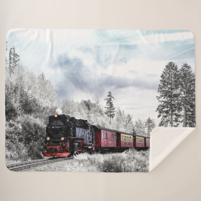 SNOW TRAIN SHERPA BLANKET (Front (Horizontal))