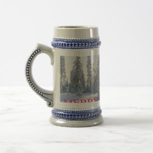 SNOW,TREES,THE SUN, READY FOR CHRISTMAS BEER STEIN