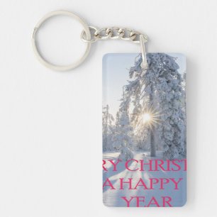 SNOW,TREES,THE SUN, READY FOR CHRISTMAS KEYCHAIN
