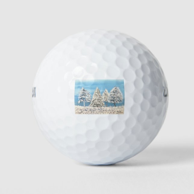 Snow trees Winter wonderland Christmas festive Golf Balls (Front)