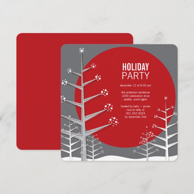 Snow Trees Winter Wonderland Holiday Party Invite (Front/Back)