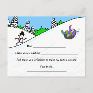 Snow Tubing Birthday Party thank you fill in note